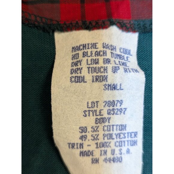Huntington Ridge Green T-Shirt With Plaid Sleeve Accents Small Cotton/Poly Blend - Picture 3 of 4